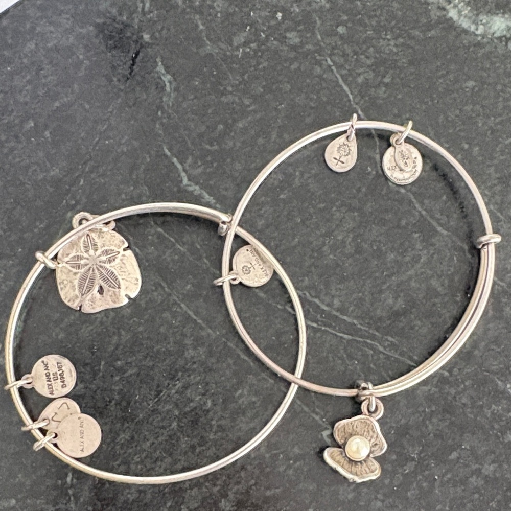 Alex and Ani Silver Charm Bangle Bracelet Set